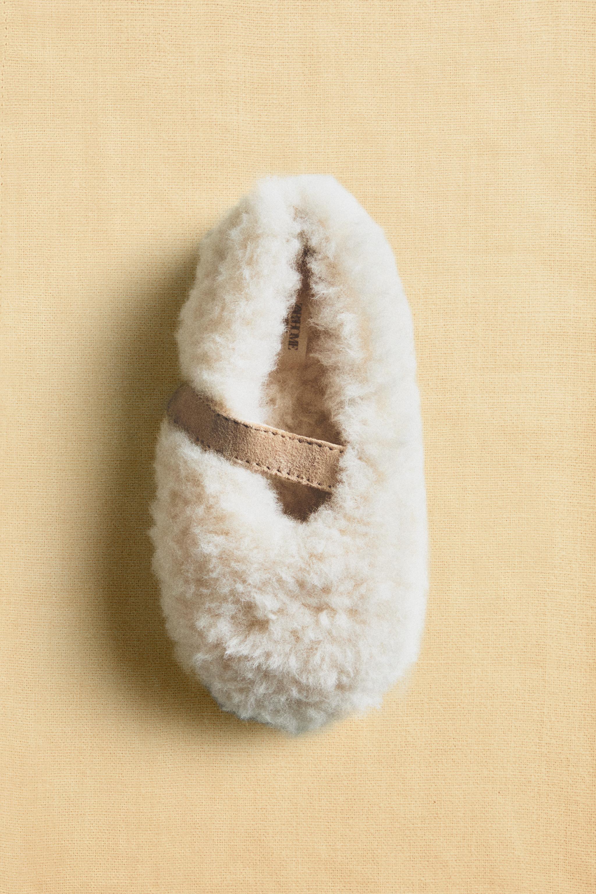 KIDS FAUX SHEARLING BALLET FLATS
